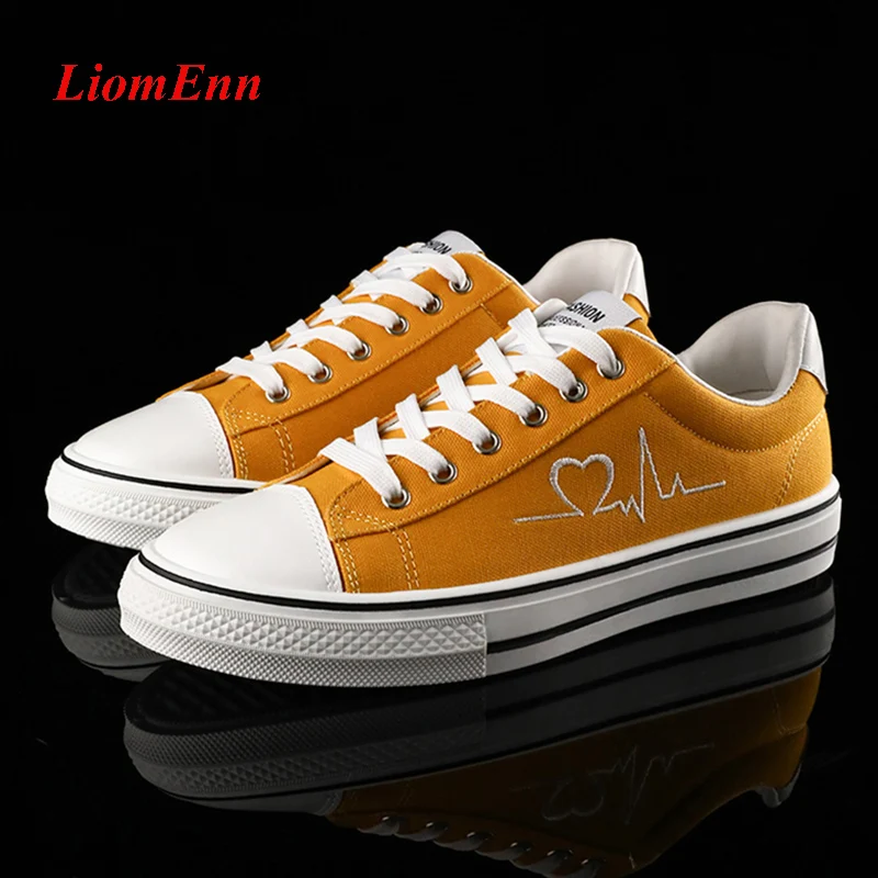 

Women's Canvas Sneakers 2021 Unisex Sport Shoes Tennis Canvas Shoes Women Flats Casual Vulcanized Shoes Yellow basket Size 35-44