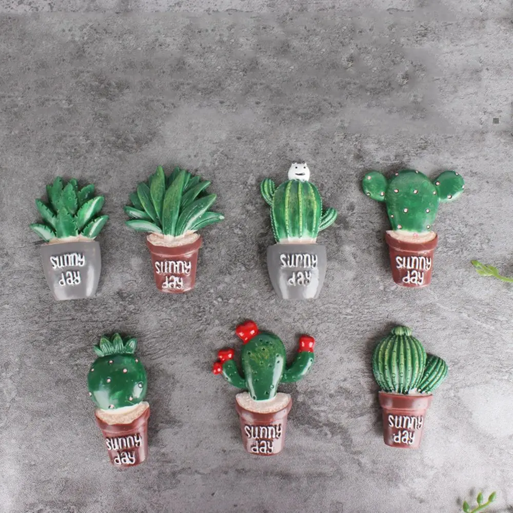 

3D Cute Cactus Fridge Magnet Mini Home Decoration Multi-styles Cactus Magnetic Sticker for Refrigerator Message Board Sticker