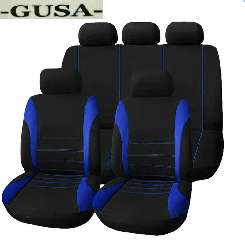 

9Pcs GUSA Car Seat Covers Luxury Black Dustproof GUSA Auto Seat Protector Mat Cars Interior GUSA