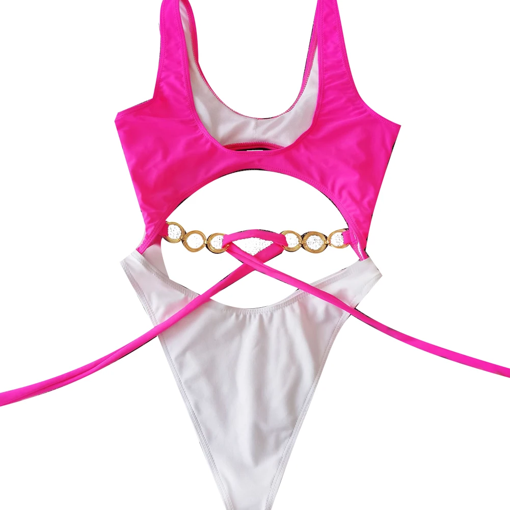 Новое поступление Женский цельный Монокини с вырезами Женская металлическая