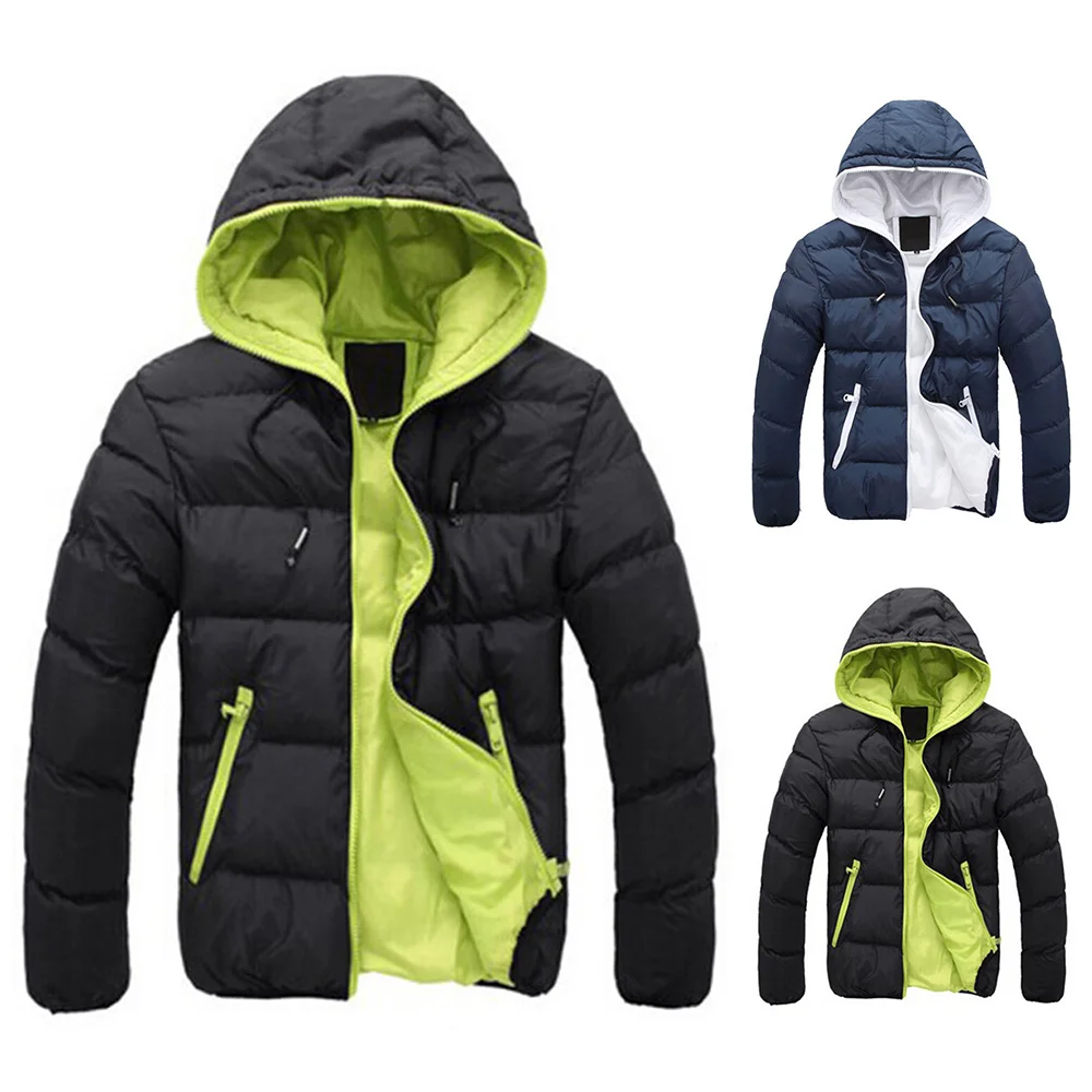 New Men's Parka Outwear Warm Coat Fashion Men Winter Jacket Coat Hooded Warm Mens Winter Casual Slim Coat New Year Clothes D25