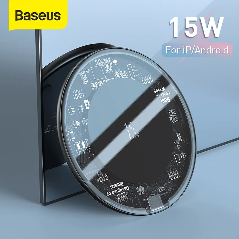 

Baseus 15W Fast Wireless Charger For iPhone 12 13 Max For Airpods Visible Qi Wireless Charging Pad For Samsung S10 S9 Note 10