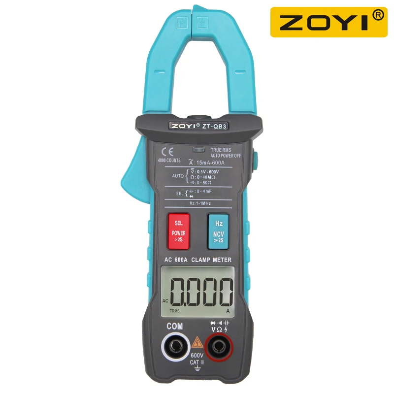 

Цифровой умный мультиметр-зажим ZOYI, 4000 отсчетов, емкость True RMS, Вольтметр постоянного/переменного тока, Автоматический диапазон