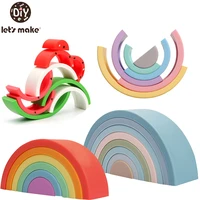 1set silicone rainbow stacking building blocks baby toys learning toy color cognitive children montessori educational kids gift