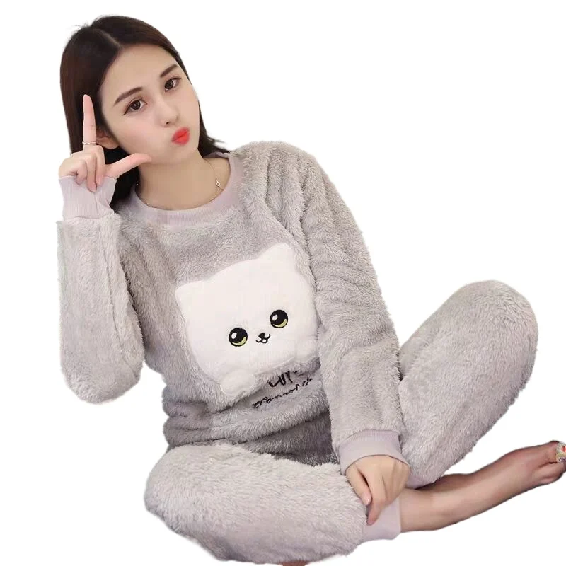 Новинка 2021 осенне зимние теплые фланелевые женские пижамные комплекты плотная