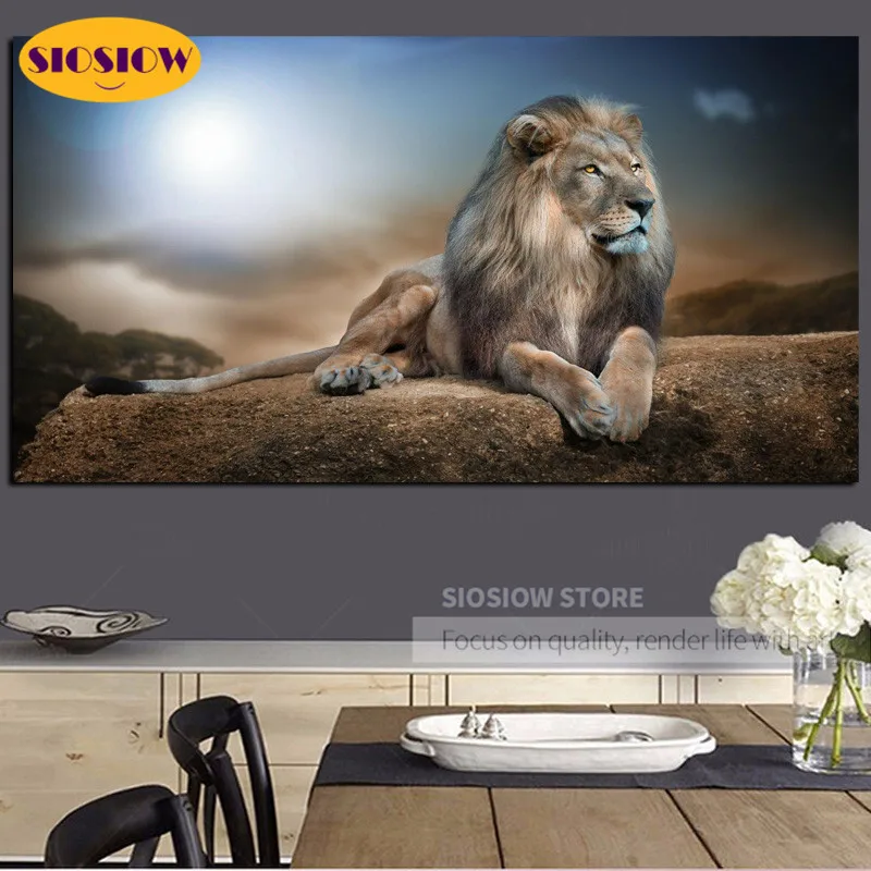 Животные 5D DIY алмазная живопись полный дрель квадратный Львы круглый Daimond мозаика