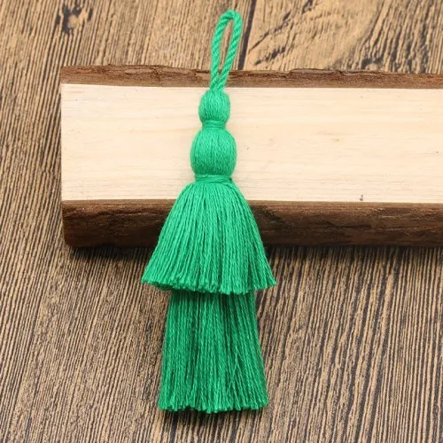 Green 1pcs 12 см длинная хлопковая кисточка 2 слоя дизайн цветная кисточка для поделок телефон подвеска брелок подвесной мешок украшение одежды 1 шт - Цвет: Green 1pcs