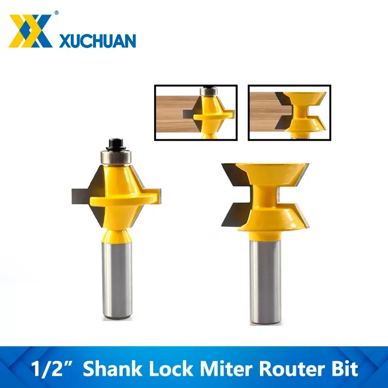 

Tenon Cutter Set Lock Miter Finger Joint Router Bits 120 Degrees Tungsten Carbide Cutter 2pc 1/2''(12.7mm) Shank Wood Router Bit