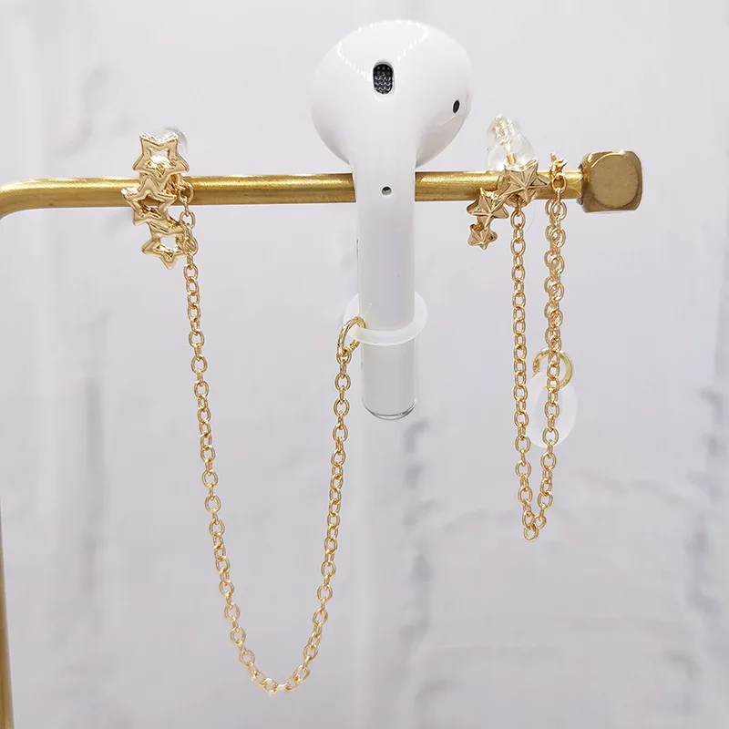 Пара анти-потерянный серьги для airpods женщин в винтажном стиле со звездами цепи