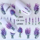 Наклейки для ногтей, цветущие Цветочные наклейки для ногтей, лаванда, дизайн ногтей, водные переводные наклейки, 3D тисненые цветы