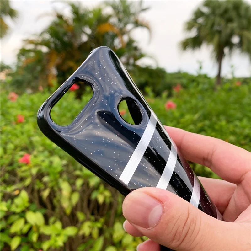 Блестящий гладкий Мягкий чехол из ТПУ для iPhone 7 8 6 6s Plus 7Plus в полоску X Xs Max XR|Бамперы|