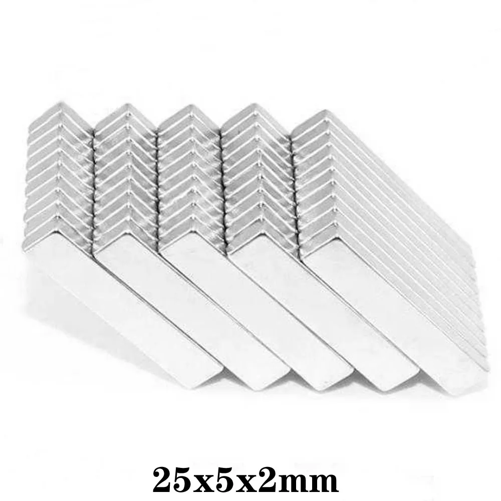 

5/10/20/50/100/200/300/500pcs 25x5x2 Strong Sheet Rare Earth Magnet Block Rectangular Neodymium Magnets 25x5x2mm Magnetic 25*5*2