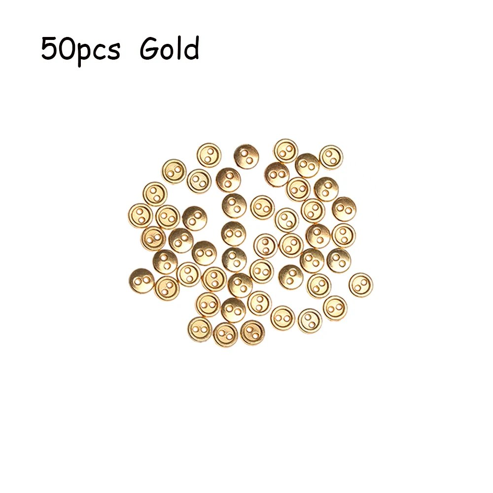 gold 50 шт Кнопка 3 мм 4 мм Мини пуговица для куклы DIY ручной работы с 2 отверстиями с плоской задней кнопки Скрапбукинг аксессуары - Цвет: gold