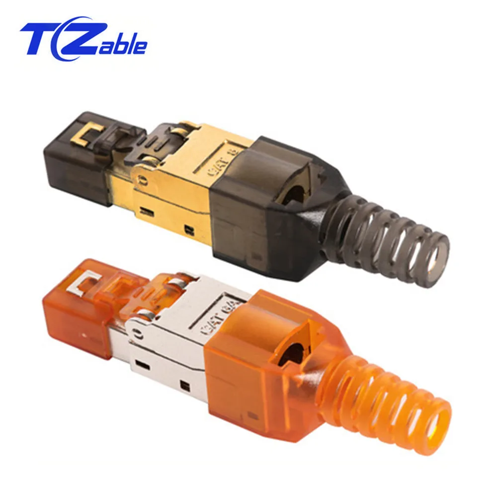 Cat6A Cat7 Cat8 Rj45 разъем Ethernet адаптер без инструментов обжимной экранированный Кристалл головка 8P8C сетевой Ethernet кабель Разъем