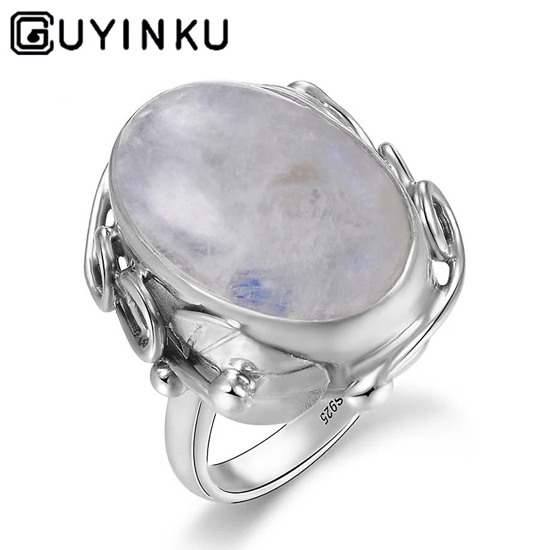 Кольца из натурального лунного камня для мужчин и женщин 925 пробы серебряные