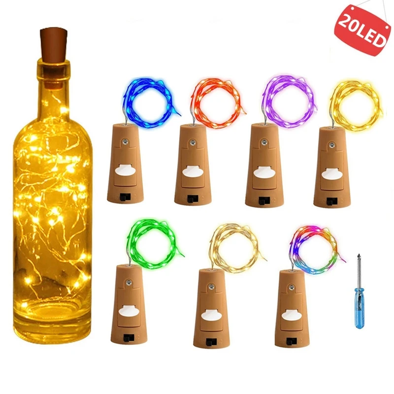 Гирлянды светодиодные бутылки вина с пробкой 20 батареи пробки для вечеринки