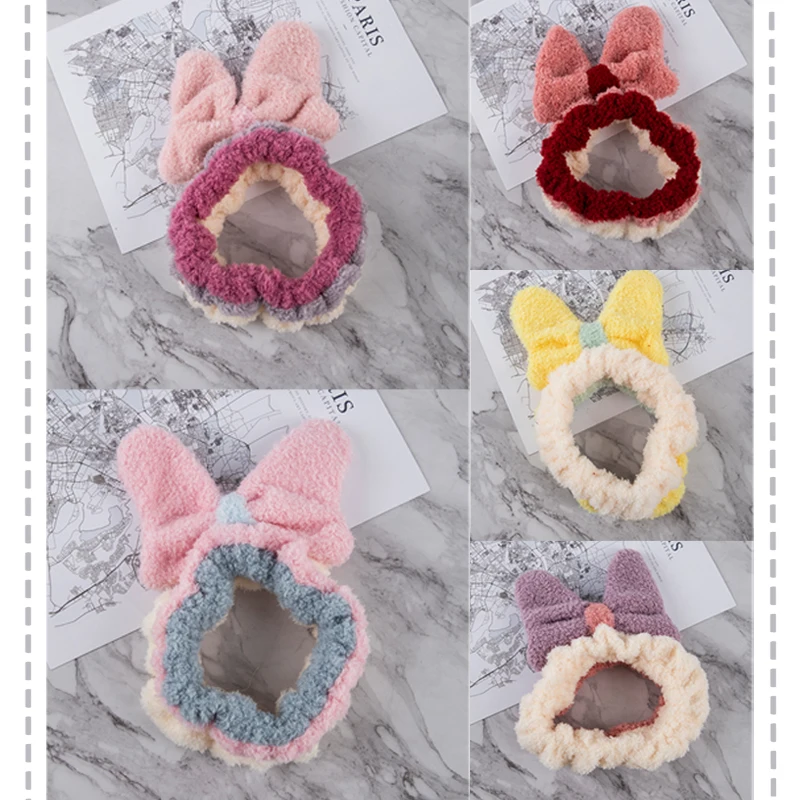 

Coral Fleece Cute Wash Face Bow Headbands For Women Girls Headbands Hair Accessories