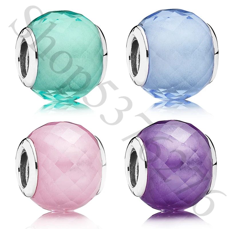 Реальные 925 стерлингового серебра бисера геометрические грани из муранского