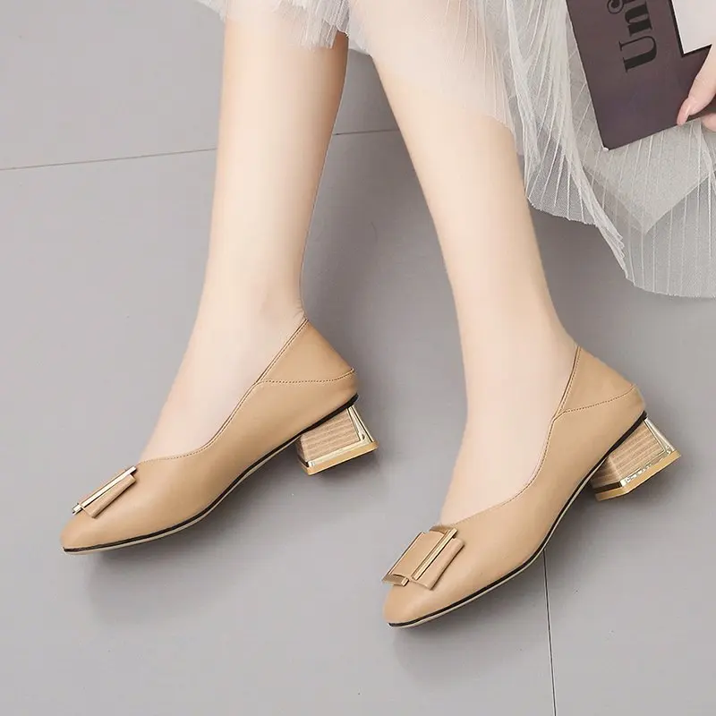 

Women Boat Shoes Pumps Slip on Ladies Shoes Black Sqaure Heels Dress Shoes Office Lady Shoes zapatos mujer 2021 women shoes