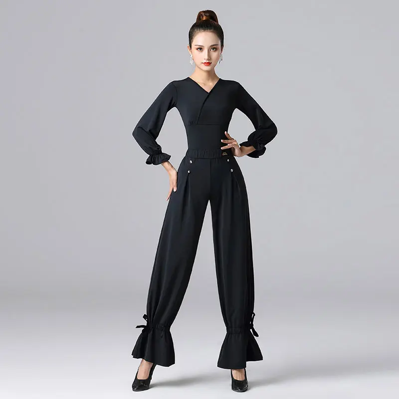 Женские костюмы для латинских танцев топы с длинными рукавами