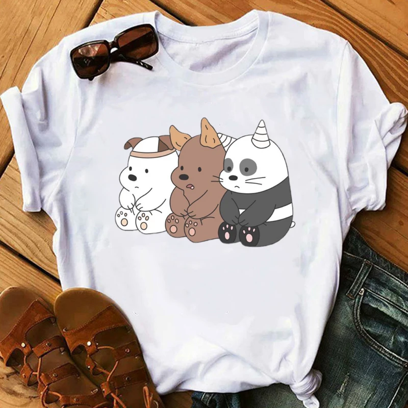 Футболки с забавным принтом голые медведи Летняя женская одежда 2020 футболка