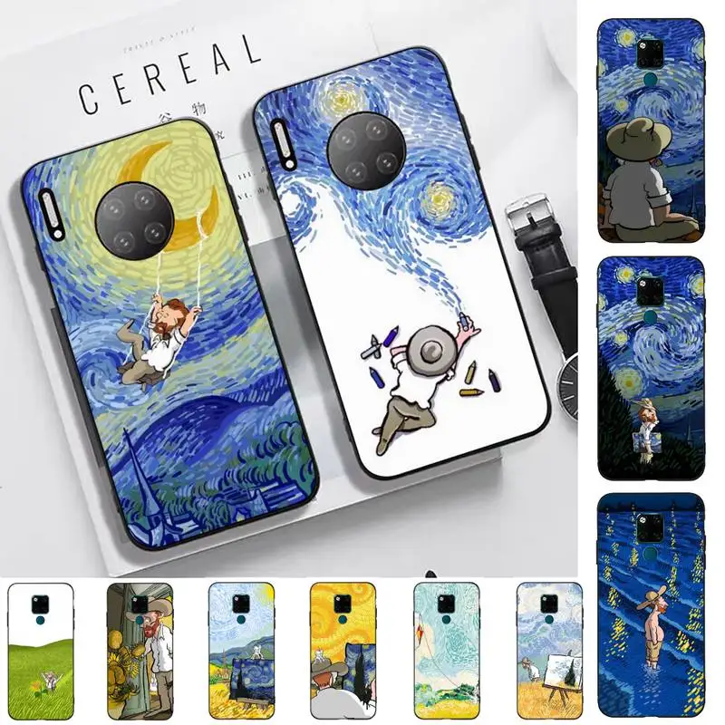 

Paintings Starry Night Van Gogh Phone Case for Huawei Mate 20 10 9 40 30 lite pro X Nova 2 3i 7se