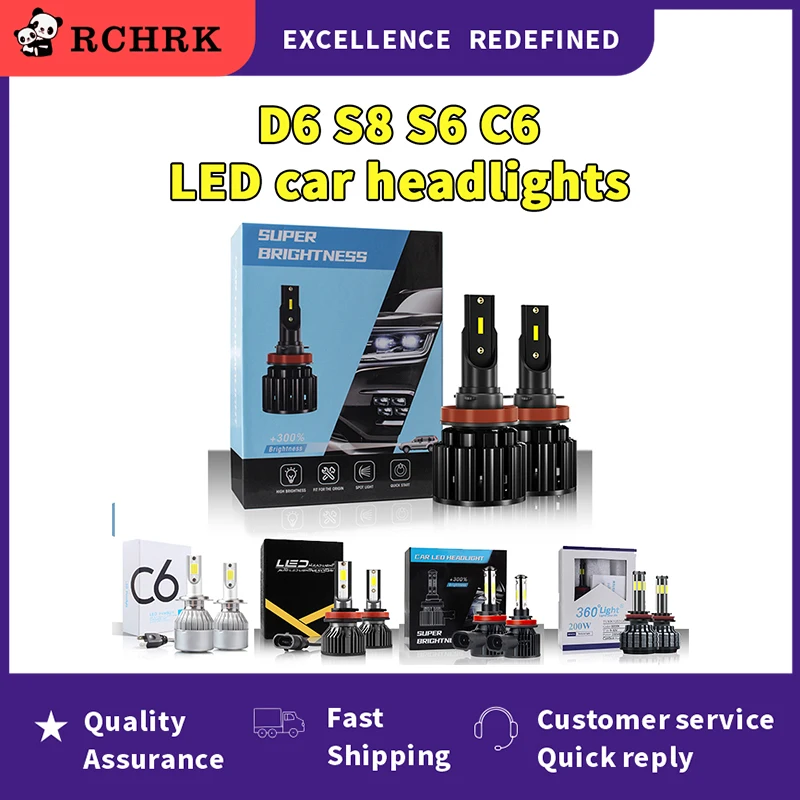 

Two pieces Mini Auto D6 C6 S8 S6 Car Headlight Bulbs H1 H3 H7 H11 880 9005 9006 9012 H4 H13 9004 9007 72V 6000K Car bulb Kit