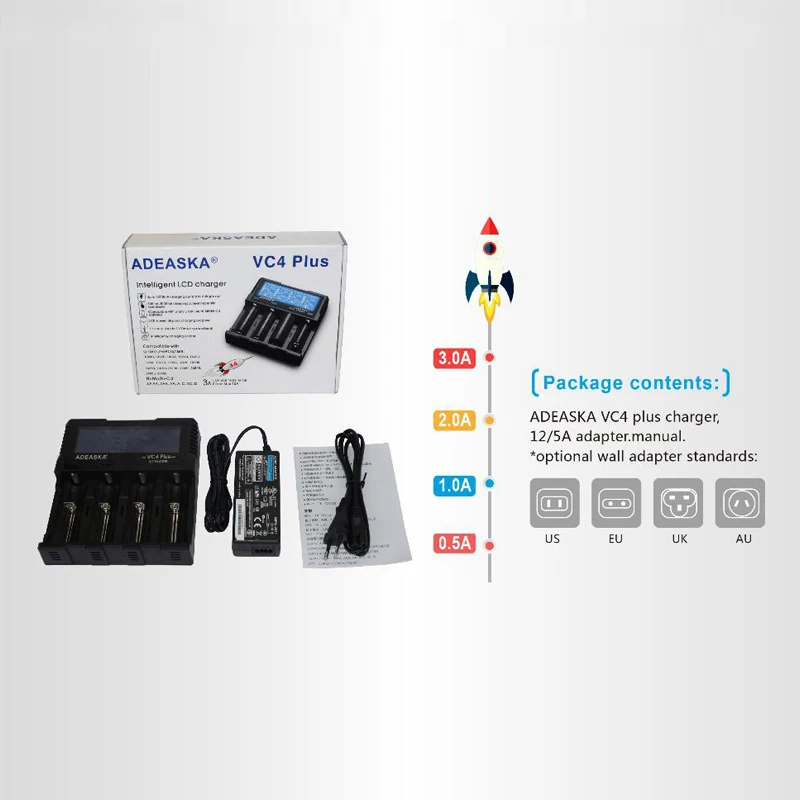 Для ADEASKA VC4 PLUS ЖК дисплей USB Быстрое интеллектуальное зарядное устройство для Li