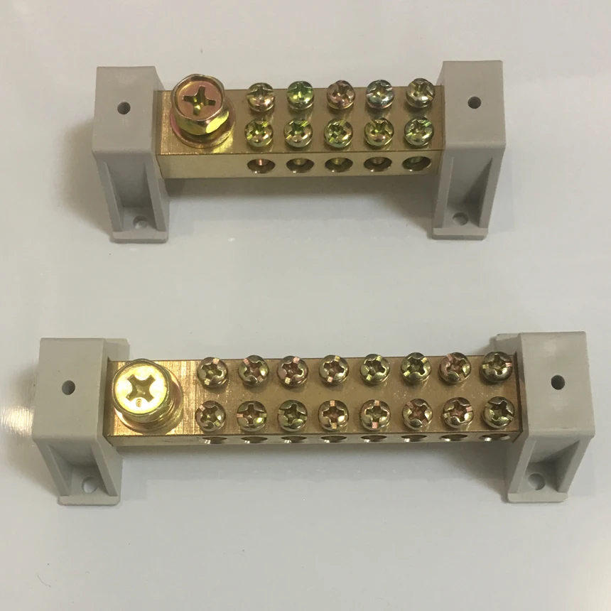 10*18mm 10x18mm 16P 20P 24P 16 20 24 Position Hole Dual Two Neutral Ground Wire Row Holder Brass Connector Bar Terminal Block