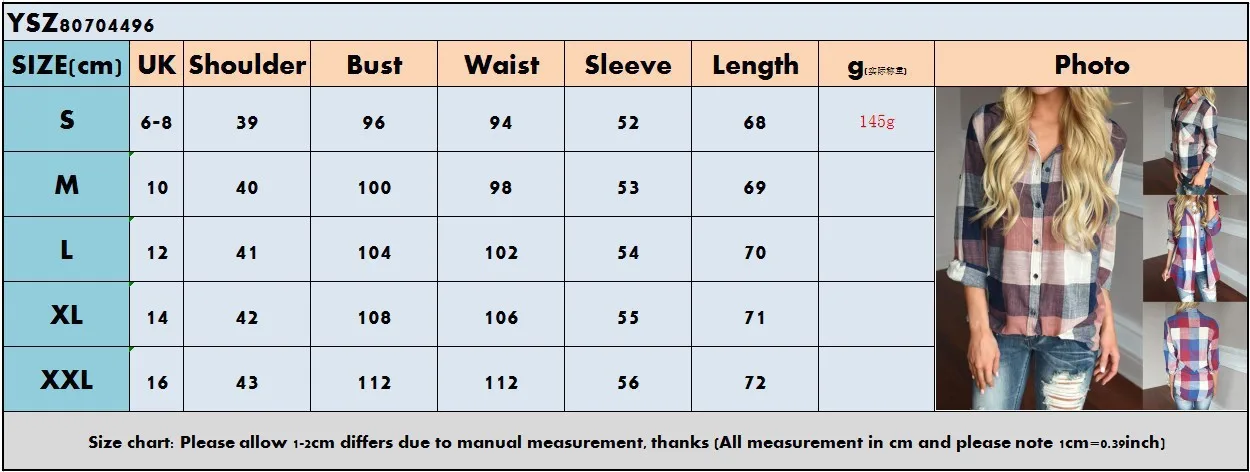 

Women Vintage Plaid Shirts Long Sleeve Oversized Blouse Top Cotton Ladies Casual Loose Blusas One Pocket Female Checked Shirt