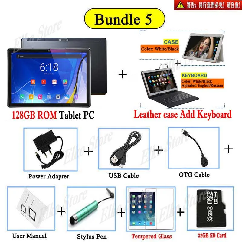 128G Case A Keyboard DHL 10 дюймов 2.5D стекло планшетный ПК Android 8,1 Deca Core 4G LTE 6 Гб RAM 128 Гб ROM 1920*1200 IPS A-GPS планшет 10 10,1+ подарки - Комплект: 128G Case A Keyboard