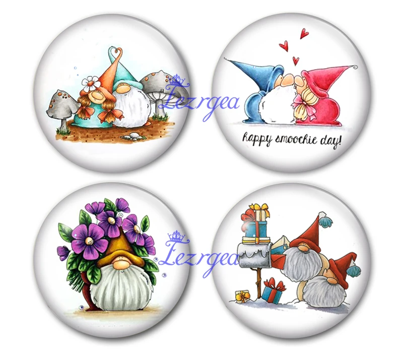 Кабошон с рождеством мультяшный карлик милые гномы круглая фотография