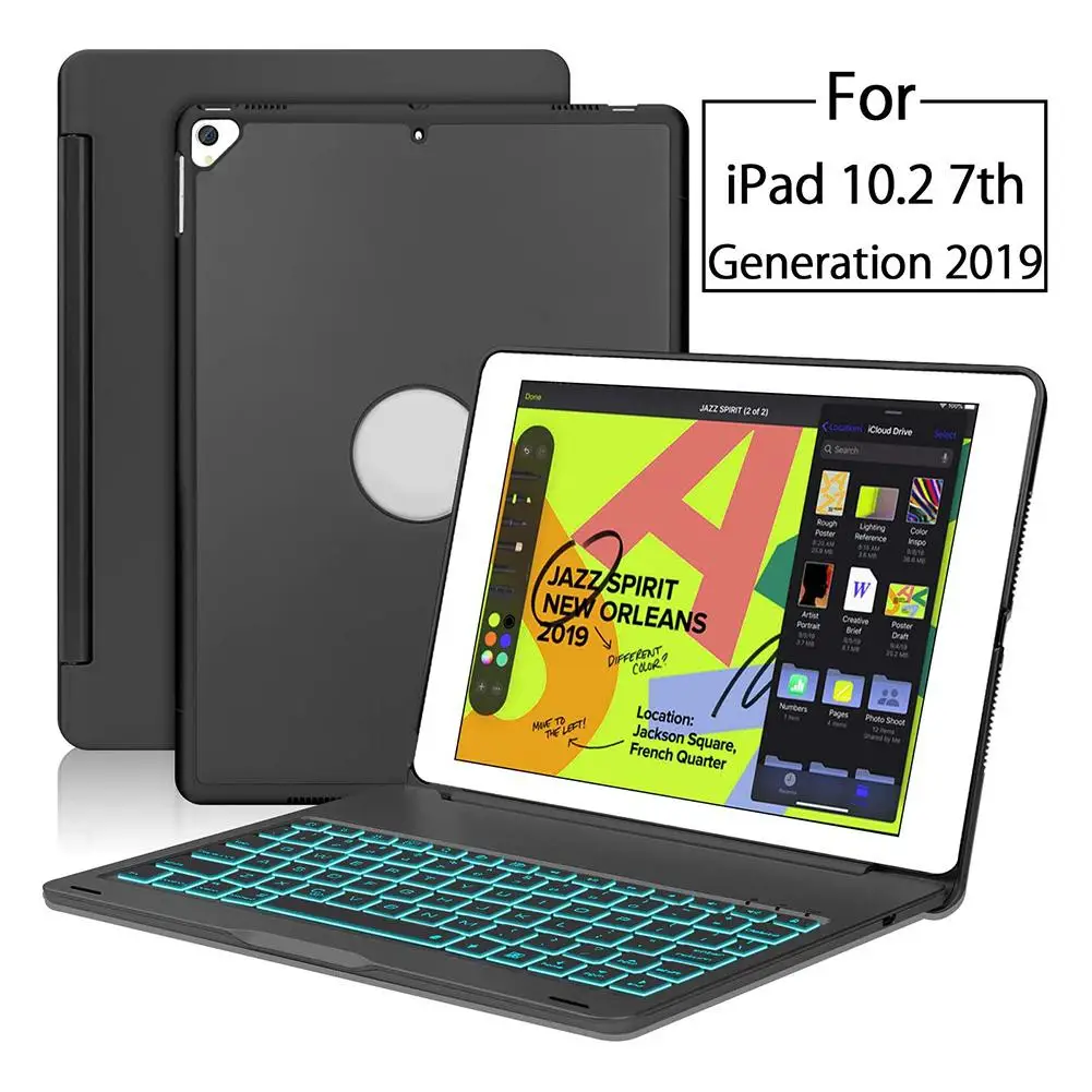 Ультратонкий чехол для клавиатуры с Bluetooth жесткий подсветкой Черный Защитный из