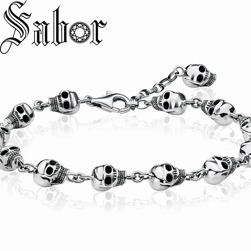 Браслеты серебряного цвета с черепами звеньевая цепь винтажный уличный подарок