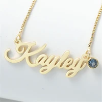 personalized birthstone name necklace stainless steel custom letter clavicle chain women name jewelry for gift
