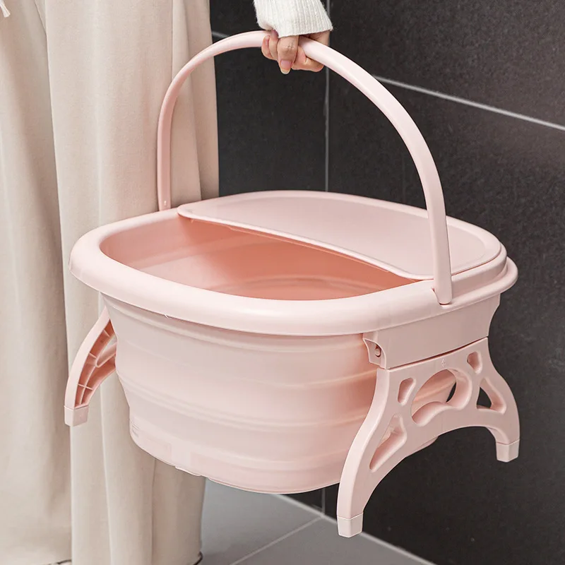 

Складная портативная ванна для ног, плоский Пенообразователь для ног, массажный ковш, складная раковина для ног с крышкой