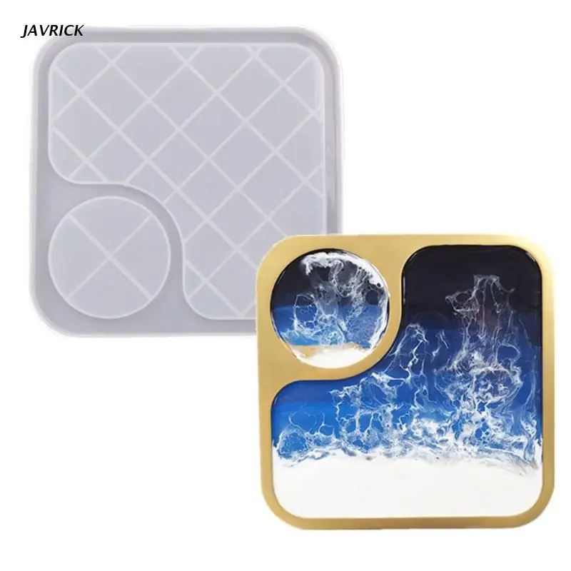 

Breakfast Tray Epoxy Resin Mold Cup Mat Mug Pad Silicone Mould DIY Crafts Tools