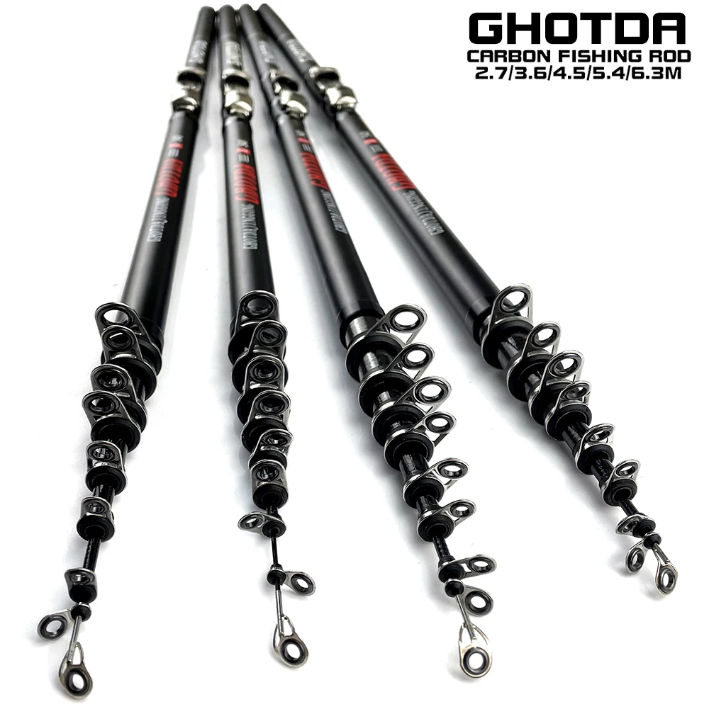 

GHOTDA Outdoor Portable Spinning Rod Super Hard Carbon Fiber Telescopic Fishing Pole 2.7m/3.6m/4.5m/5.4m/6.3m