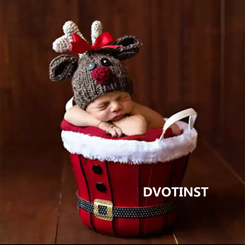 Реквизит для фотосъемки новорожденных Dvotinst Рождественская круглая корзина