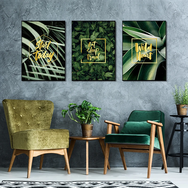 

Nordic Modern Green Plant Poster Green Leaf prints Wall Art Canvas posters Artwork decor Painting Living Room Pictures Unframed