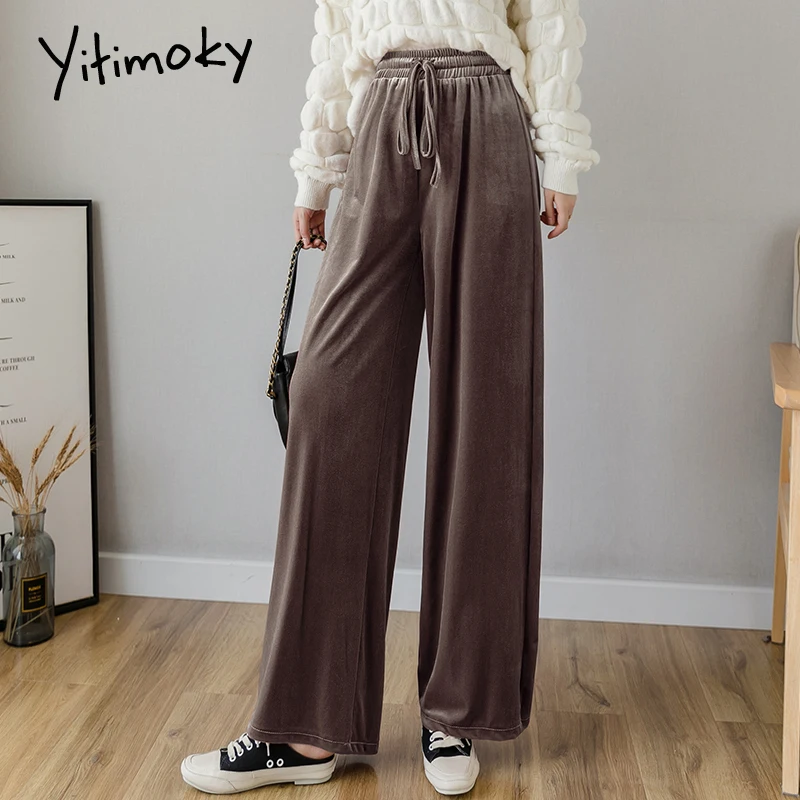 Yitimoky женские штаны новые корейские велюровые широкие брюки для женщин