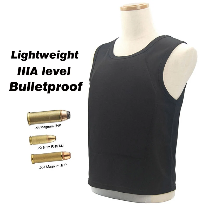 

Bulletproof Vest IIIA level Ultra-comfortable Lightweight Concealed Hidden Inside Wear Soft Anti-Bullet T shirt Work Clothes