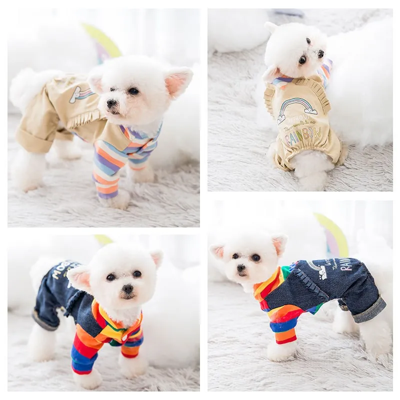 Зимняя Радуга Комбинезоны для собаки теплое пальто щенков чихуахуа одежда с
