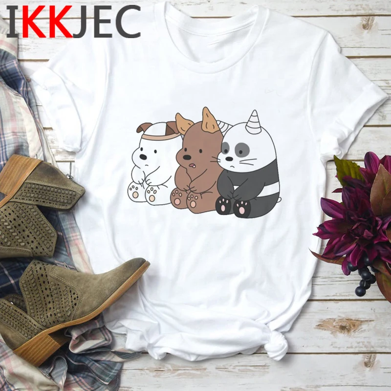 Футболка женская в стиле Харадзюку милый мультяшный Мишка Забавный рисунок