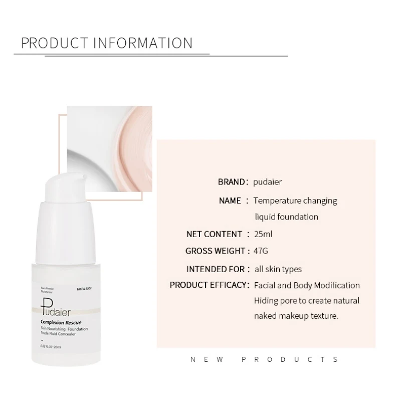 Temperature Changing Skin Color Cover Matte Foundation Liquid Does Not Fade Forever Cosmetic Face Powder Cream |