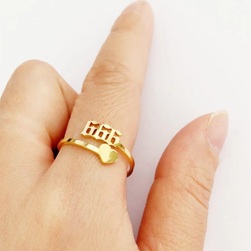 

111 222 333 444 Rings 555 777 888 999 666 Stainless Steel Lucky Angel Number Ring Adjustable Finger Rings Minimalist Gift BFF