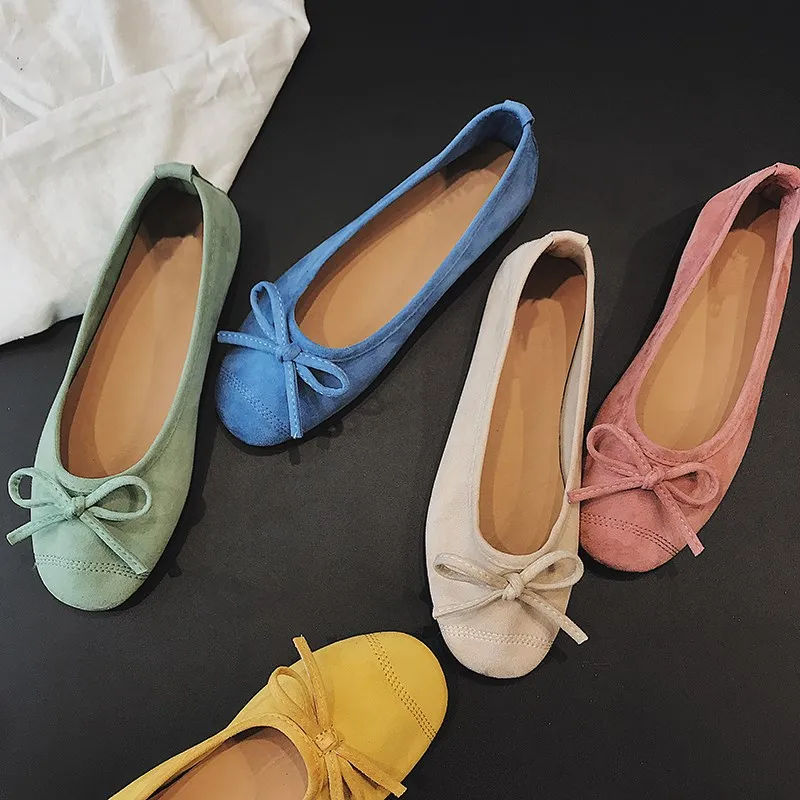 Лоферы SLHJC женские с круглым носком уютные туфли-лодочки без застежки узлом