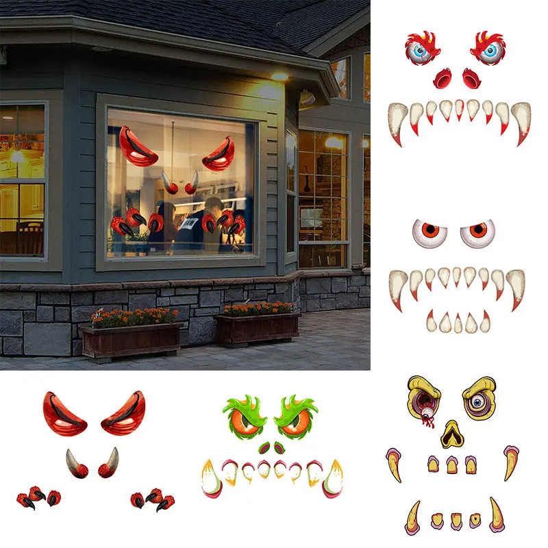 Хэллоуин Монстр ужас глаза клыки наклейка с изображением лапы художественный