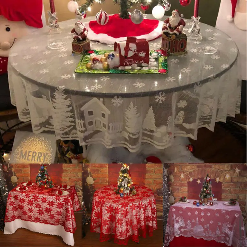 Red Lace Round Table Cloth Cover Floral Tablecloth Wedding Party Home Décor US | Дом и сад