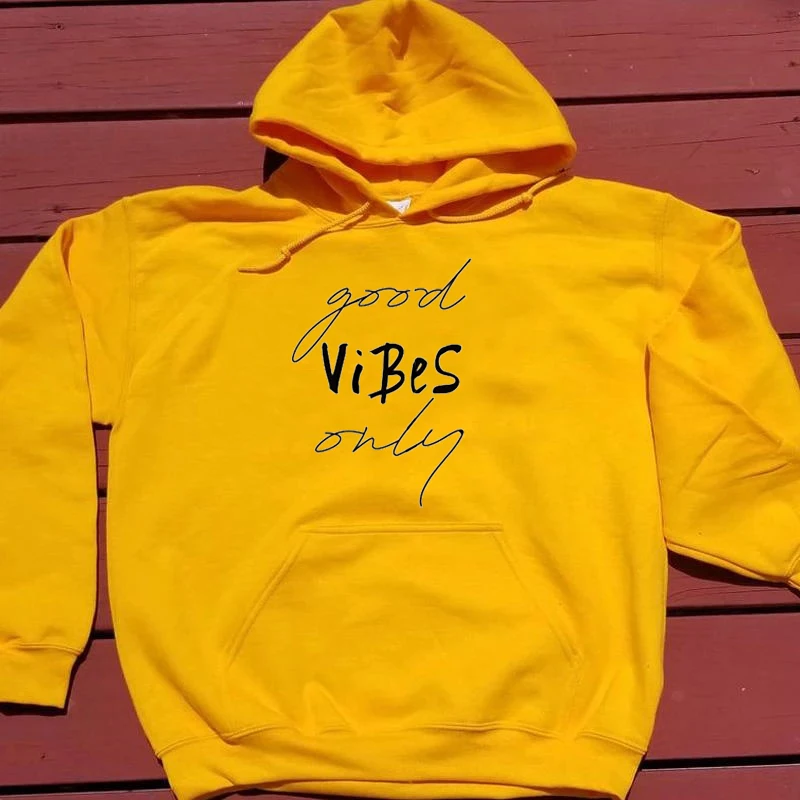 

Good vibes only women fashion cotton casual young hipster hoodies slogan unisex grunge tumblr pullovers hoodies tops M575